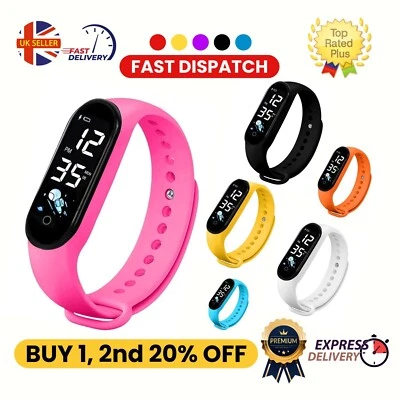 Digital Sport LED Wrist Watch Silicone Strap Kids Teen Girls Boys Children Gift - Image 1 of 4