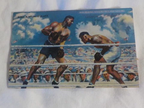 VINTAGE BOXING POSTCARD 1920 JACK DEMPSEY KNOCKS OUT JESS WILLARD RARE Cover
