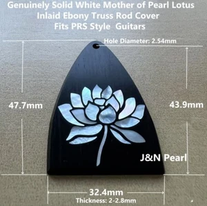 Solid Mother of Pearl Lotus Inlaid Ebony Truss Rod Cover Fits PRS Style Guitar - Picture 1 of 4