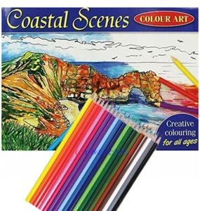 COASTAL SCENES MIND RELAXING COLOURING BOOK Adult Stress Relief Colour Therapy - Imagen 1 de 10