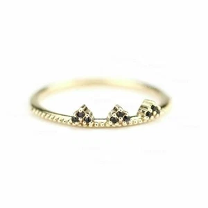 14K Gold 0.09 Ct. Black Lab-Created Diamond Engagement Wedding Ring Fine Jewelry - Picture 1 of 5
