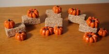 10 Pumpkins 6 Mini Hay Bales Halloween Fall Village Accessories Home Decor NEW