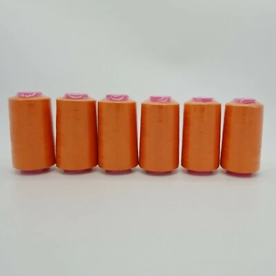 Lot of 6 Big Spools ORANGE Color AU35 Serger Sewing Thread 6000 YDS/Cone T27 S/2 - Image 1 of 4