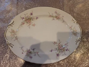 Vintage Crown Potteries USA - 1940s Gold Handled Serving Platter - 13" x 10"  - Picture 1 of 8