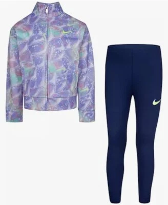 Niñas Niños Jóvenes Nike Manga Larga Cremallera Camisa Pantalón Conjunto Talla 3-4 Azul Marino Medianoche Foto 1 de 4