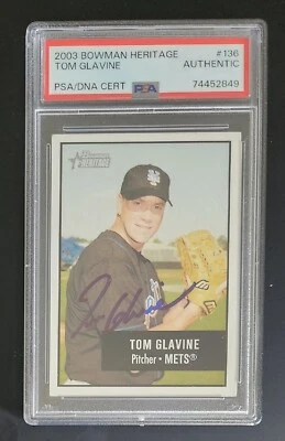 2003 Bowman Heritage #136 Tom Glavine Mets Auto PSA/DNA Authentic Signed Card - Image 1 of 2
