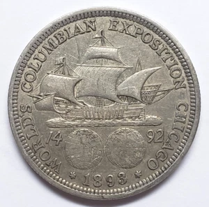 1893 Columbian Exposition Chicago Half Dollar Christopher Columbus Silver IH700 - Picture 1 of 2