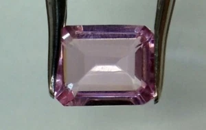 SIMULATED MORGANITE 9 x 7 MM EMERALD CUT BEAUTIFUL PINK COLOR - Picture 1 of 1