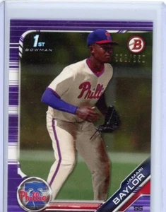 2019 Bowman Draft - JAMARI BAYLOR - PURPLE PARALLEL RC 1ST PHILLIES /250 - Bild 1 von 2
