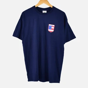 Team USA Fußball 2006 FIFA World Cup Deutschland doppelseitige Flagge Futbol T-Shirt L - Bild 1 von 5