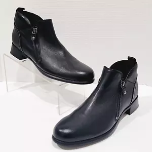Munro Neko Reißverschluss Stiefeletten Booties Damengröße 10,5 SS schwarz Leder Blockabsatz - Bild 1 von 10