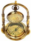 Nautical Antique Maritime Brass Desk Clock With Compass Home Decor Pocket Watch