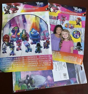 Trolls New Lot Party Decorations Photo Backdrop Table Decorations Tablecloth - Image 1 of 4