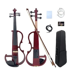 4/4 Electric Silent Violin 4 String Ebony Fittings Beginner Kit with Case &Cable - Picture 1 of 10