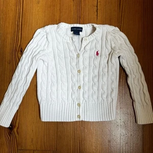 Ralph Lauren white cable knit cardigan sweater SIZE 4 - Picture 1 of 4