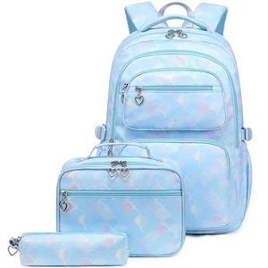 Mochila Sirena para Niñas Mochila con Fiambrera Niños Mochila Elemental B... - Imagen 1 de 7