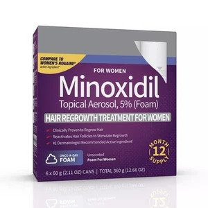 12 Months Kirkland Minoxidil WOMEN 5% FOAM Hair Regrowth Treatment Exp 06/2026 - Picture 1 of 6