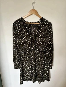 Topshop tall size 10 long sleeve black and white floral dress - Picture 1 of 5