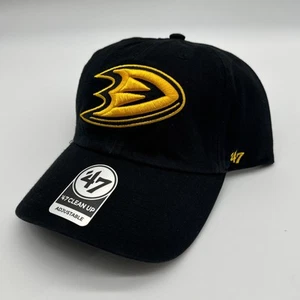 Anaheim Ducks Strapback Dad Hat ‘47 Brand Clean Up Classic Logo Black Cap NEW - Picture 1 of 5