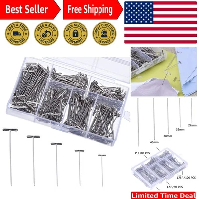 Kit de 450 piezas de pasadores en T de acero inoxidable con caja transparente para cabezal de espuma, Lon... Foto 1 de 4