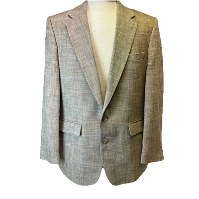 Chaqueta Blazer Oakton Ltd. Para Hombre Tostada Mezcla de Lino 2 Botones Ventana Talla 42 R Foto 1 de 4
