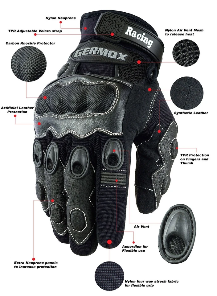 Guanti estivi moto Shield Protezioni in Carbonio Guanti da moto Cross enduro - Immagine 1 di 4