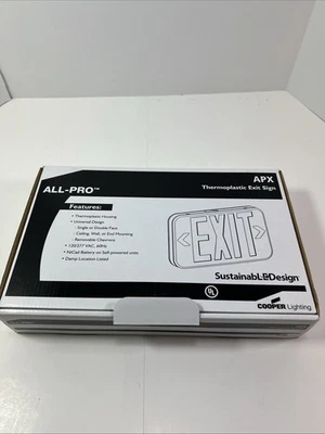 Cooper Lighting APX7R Integrated LED Exit Sign Red New BK07 - Image 1 of 2