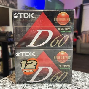Paquete de 12 cintas de casete en blanco TDK D60 IEC1 tipo 1 selladas de alta precisión ⭐️ - Imagen 1 de 3