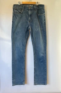 Carhartt Denim Jeans Mens Blue Size 33W 34L Rugged Flex Fit Straight Leg - Picture 1 of 16