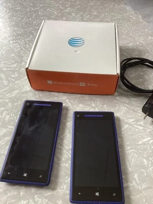 2 HTC 8X PM23300 4G LTE GSM AT&T Windows Smartphones Blue - NO POWER Pair - Image 1 of 4