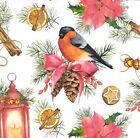 Q596# 3 X Single Paper Napkins For Decoupage Christmas Symbol Robin Bird Pattern