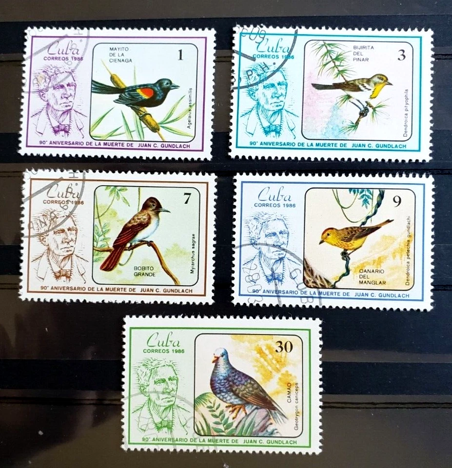 Caribbean 1986 Juan Cristobal Gundlach ornithologist, birds Sc#2842-2846 CTO - Image 1 of 1