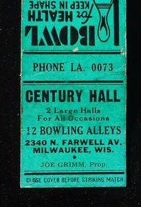 1940s Century Hall 2 Large Halls 12 Bowling Alleys 2340 N. Farwell Av. Milwaukee - Picture 1 of 2