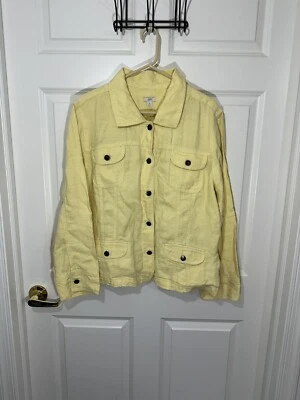 J. Jill Yellow Linen Button Jacket Size XL - Image 1 of 4