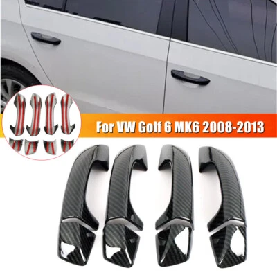 Cubierta de manija de puerta lateral de fibra de carbono para Volkswagen VW Golf 6 MK6 2008-2013 Foto 1 de 4
