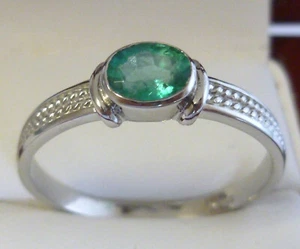 Platinum Emerald Ring PT900 Vintage Victorian Engagement R187 - Custom - Picture 1 of 6