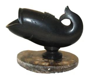 Hand Crafted Native Whale or Fish on an Ammonite Ornament - Picture 1 of 3