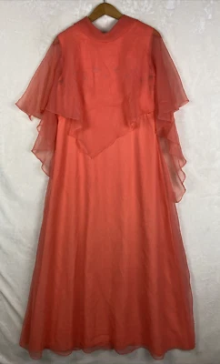 70s Chiffon Cape Dress with Rhine Stone Embellishment / Boho Hippie Goddess USA - Image 1 of 4