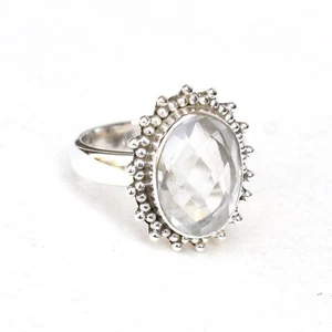 Natural Crytal quartz Ring Clear quartz Ring 925 Sterling Handmade Ring-CR004 - Picture 1 of 4