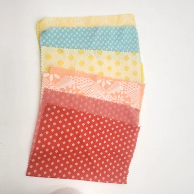 Vintage  Scraps print  9" x 12" fabric squares mid century retro polka dot - Image 1 of 4