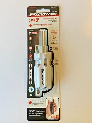 PICQUIC DASH 7 Screwdriver - Multi Bit with 7 Hex Powerbits - White  - Image 1 of 2