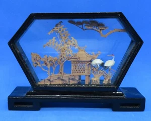 Chinese glass cased vintage Art Deco oriental antique small landscape diorama - Picture 1 of 8