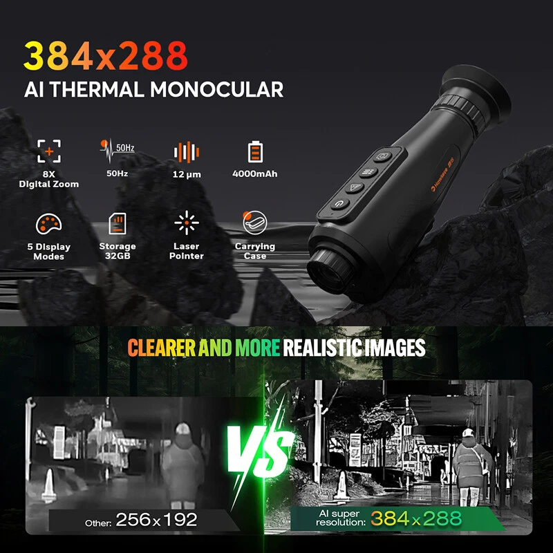 Thermal Imager Hunting Imaging Monocular AI384*288 Night Vision Camera Telescope - image 1 of 4