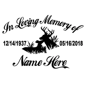 In Loving Memory Of - Cazador Ciervo Doe Buck Calcomanía Calcomanía Memorial Personalizada - Imagen 1 de 4