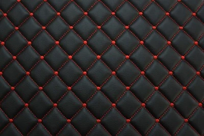 Tela de tapicería de coche de cuero sintético grano vinilo acolchado puntos | 2"-5 cm cosido Foto 1 de 4