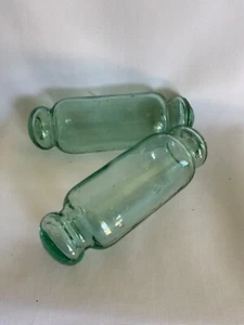 2 Vintage Glass Japanese Boat Floats Mini Rolling Pins 6” EUC Sea Green - Picture 1 of 6