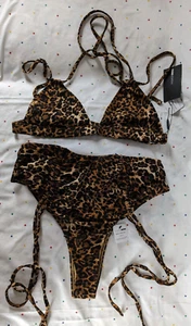 Fashion Nova Animal Print 2 Piece Bikini Top & Bottom Swimsuit 2 Piece Size XL - Picture 1 of 8