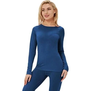 Women 100% Merino Wool Base Layer Shirt Winter Thermal Underwear Crew Neck Top - Picture 1 of 27