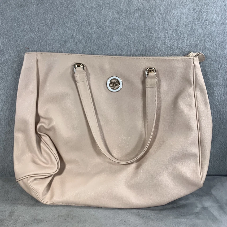 Piero Guidi Solid Beige Satchel Bag Logo With Zip Closure - Image 1 of 4