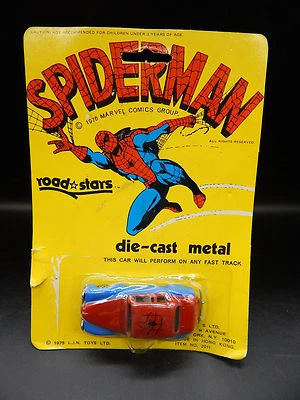 LJN Road Stars coche Spiderman 1976 Marvel juguete fundido a presión sin usar, en caja Spider-Man sin usar, en paquete Foto 1 de 4